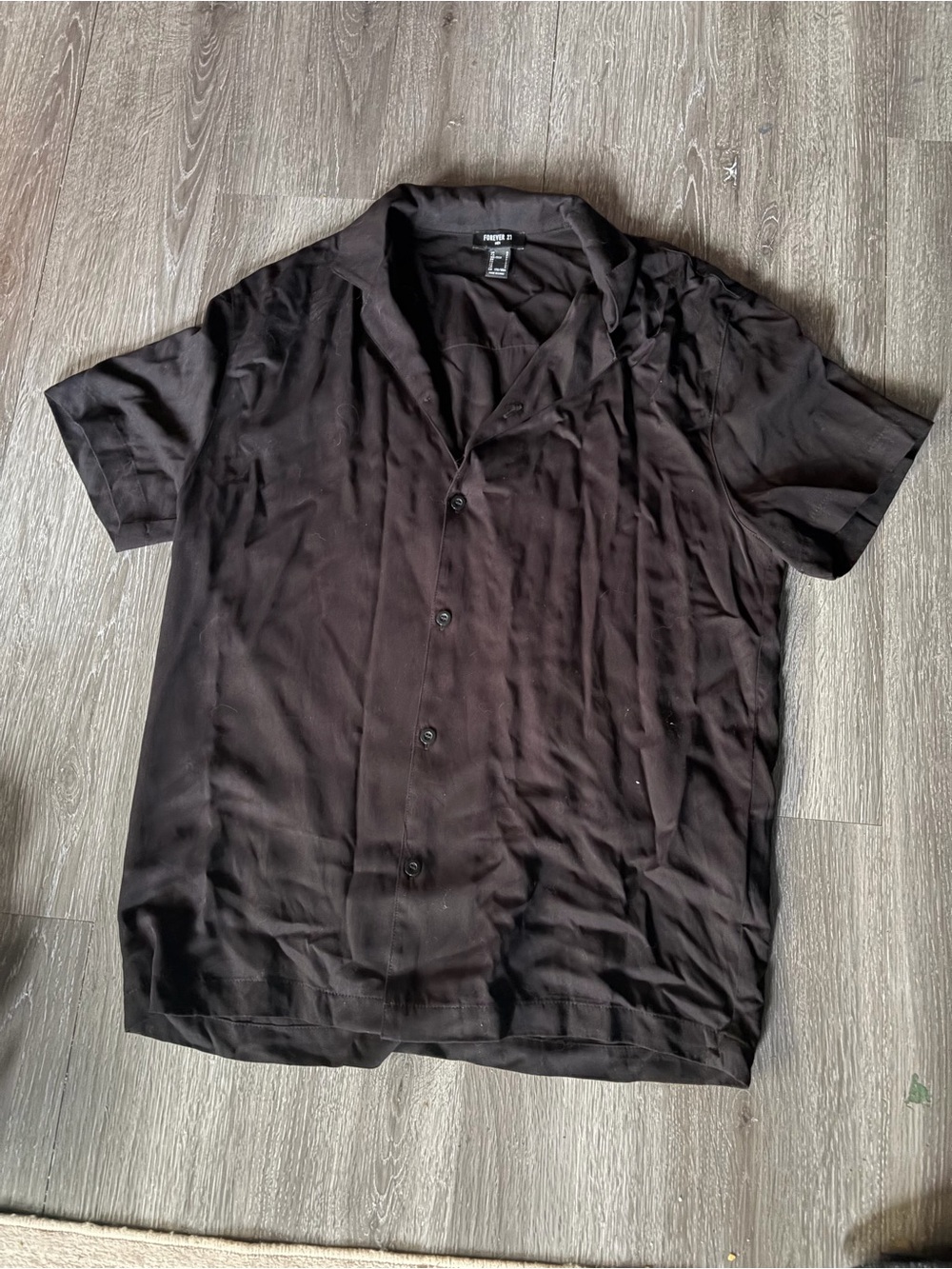 Forever 21 Men's Black Short-Sleeve Button-Down Shirt